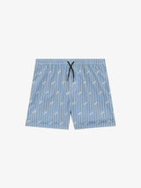 GCDS Pinstripe Logo Swim Shorts C1MWQS252T015-733A | Faded Blue / White