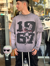 NAMMOS חולצה שרוול דאבל עם הדפס I Black