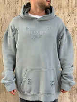 NAMMOS קפוצ'ון אובר סייז עם שילוב קרעים I Dark Grey