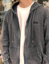 GCDS Men Straight Zip Hoodie GC252MH02-001 | Black