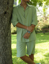 Nammos Fil Rouge Mykonos Linen suit | Green