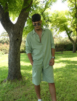 Nammos Fil Rouge Mykonos Linen suit | Green