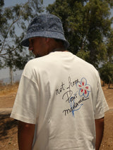 Drole de Monsieur Le T-Shirt Slogan Esquisse D-TS188-CO002-BL | Cream