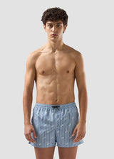 GCDS Pinstripe Logo Swim Shorts C1MWQS252T015-733A  | Faded Blue / White