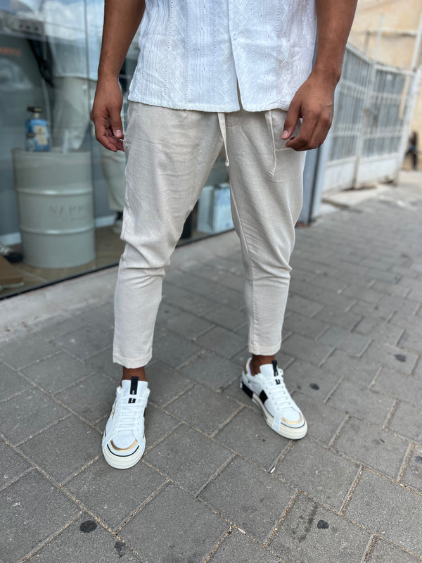 DREAM & WORK pants דגם נפולי פשתן | Beige