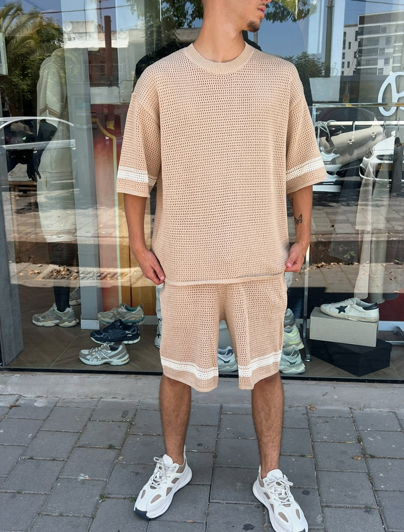 Nammos חליפה אובר סייז 88 | Camel/White