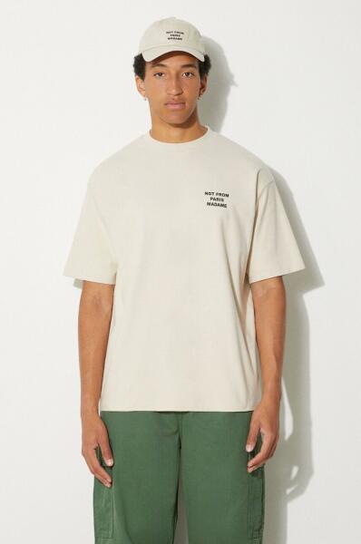 Drole de Monsieur Le T-Shirt Slogan PERM-TS203-CO002 | Beige