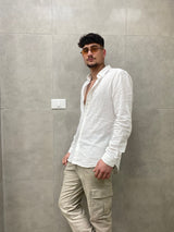 DREAM & WORK Buttoned Linen shirt | White