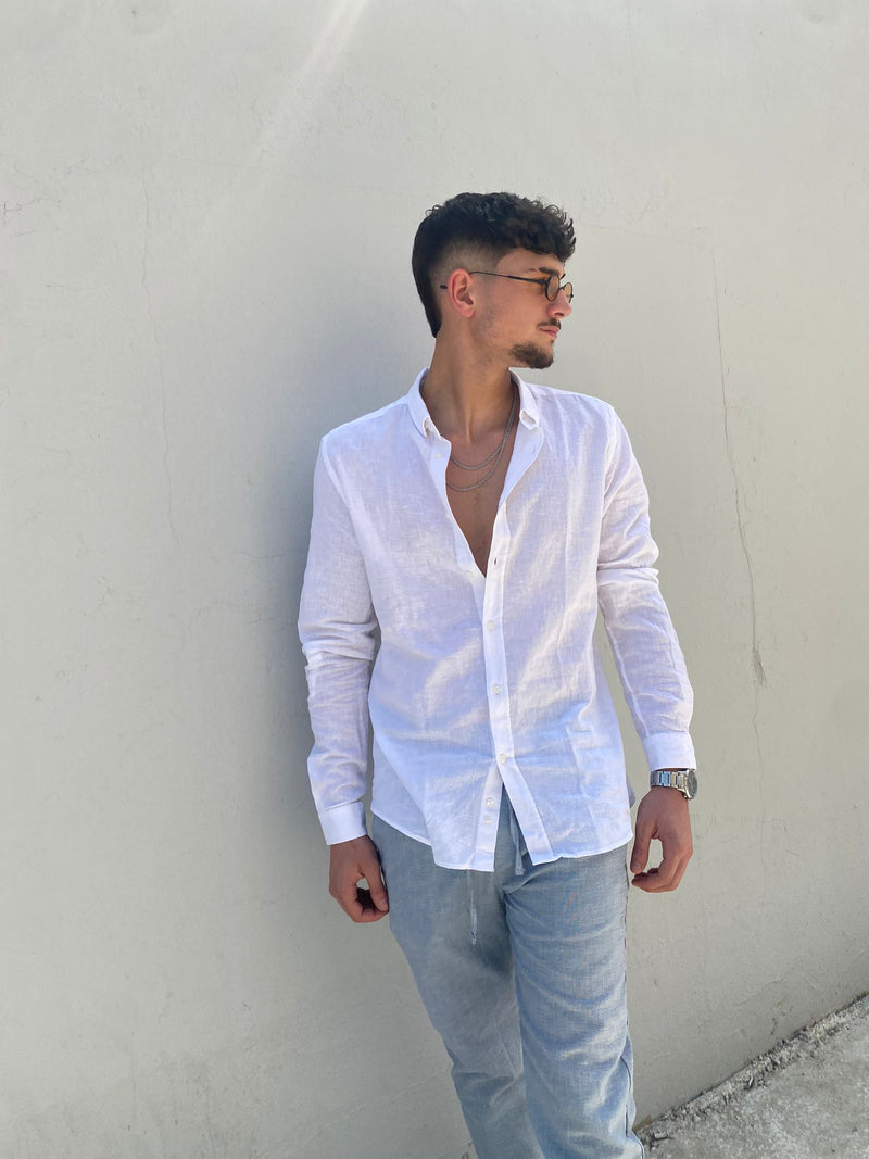 DREAM & WORK Buttoned Linen shirt | White