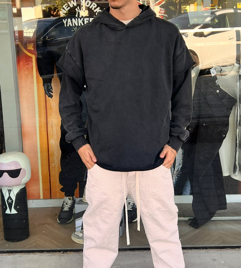 NAMMOS קפוצ'ון שרוול דאבל כיתוב בגב I Black