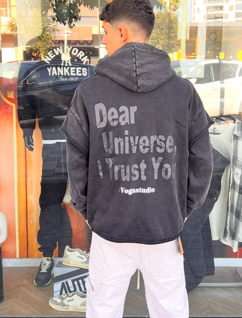 NAMMOS קפוצ'ון שרוול דאבל כיתוב בגב I Black