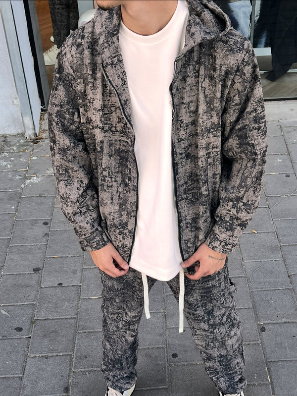 NAMMOS  ג'קט אובר סייז עם כובע I Grey / Black