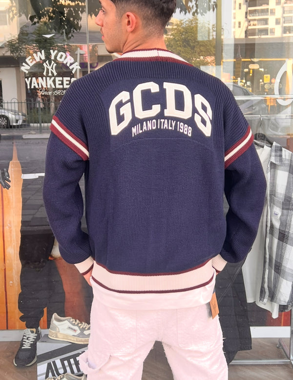 GCDS Logo Lounge College Cardigan B2EM1800KI3 77 | Blue