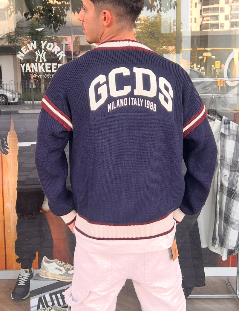 GCDS Logo Lounge College Cardigan B2EM1800KI3 77 | Blue