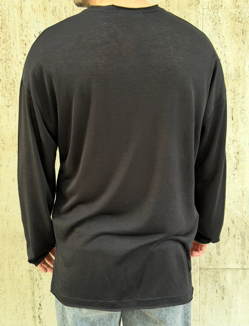 NAMMOS חולצה אובר סייז מפשתן I Black