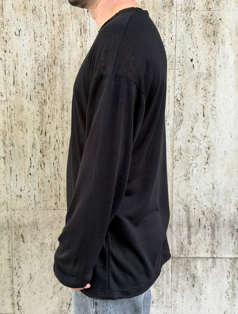 NAMMOS חולצה אובר סייז מפשתן I Black