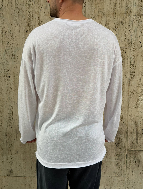 NAMMOS חולצה אובר סייז מפשתן I White