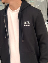 GCDS Men Straight Zip Hoodie Jacket GC252MZ03-001 | Black