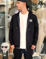 GCDS Men Straight Zip Hoodie Jacket GC252MZ03-001 | Black