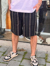 PepeJeans ברמודה פשתן פסים PM8000070 999 | Black
