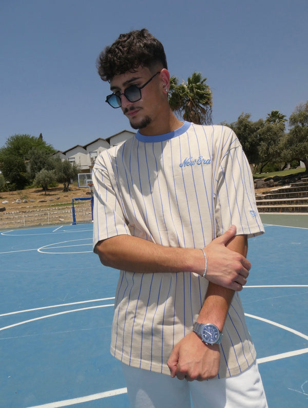 NEW ERA NE PINSTRIPE OS TEE NEWERA STNCPB 60435510 | Beige/Light Blue