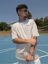 NEW ERA NE PINSTRIPE OS TEE NEWERA STNCPB 60435510 | Beige/Light Blue