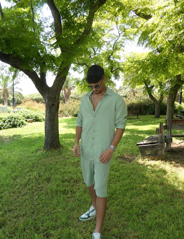 Nammos Fil Rouge Mykonos Linen suit | Green