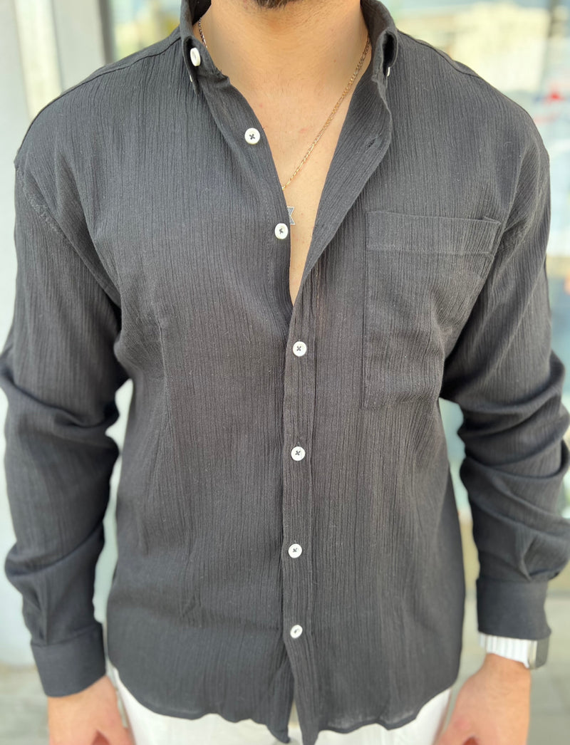 Nammos Button shirt  פשתן| black