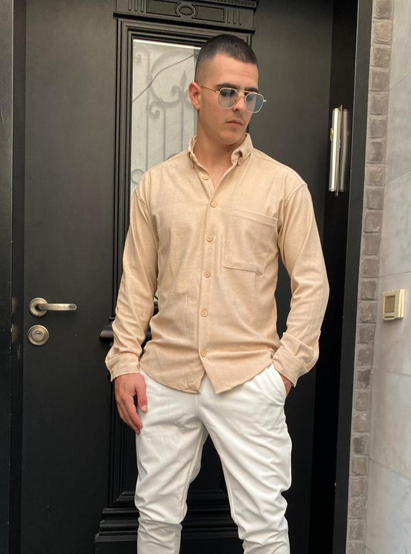 Frosted Linen Shirt | Beige